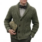 Men's Single Breasted Twisted pel Long Sleeve Sweater Cardigan