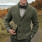 Men's Single Breasted Twisted pel Long Sleeve Sweater Cardigan