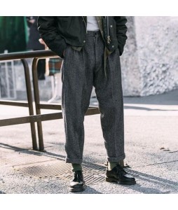 Retro Autumn And Winter Men's Simple Pin Color Trousers