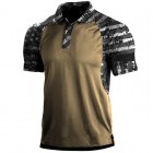 Men's American Fg Patchwork Print Polo Neck T-Shirt