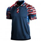 Men's American Fg Patchwork Print Polo Neck T-Shirt