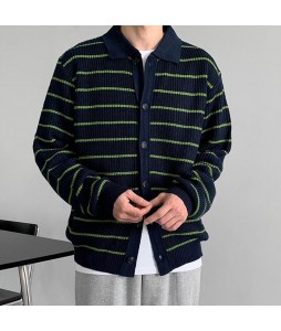 Men's Striped Knit pel Cardigan