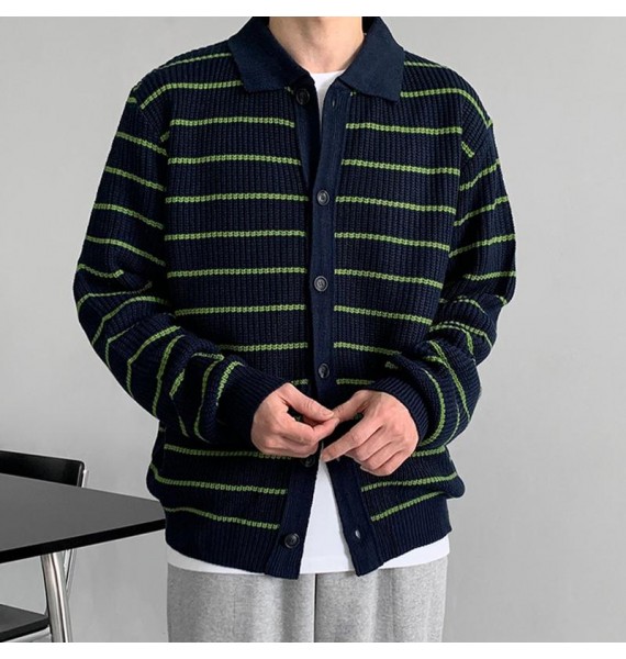 Men's Striped Knit pel Cardigan