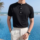 Fashion Stand-up Colr Slim Personality Knitted Polo Shirt