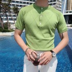 Fashion Stand-up Colr Slim Personality Knitted Polo Shirt