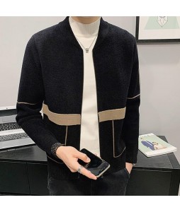 V-neck Long-sleeved Stitching Business Casual Knitted Cardigan