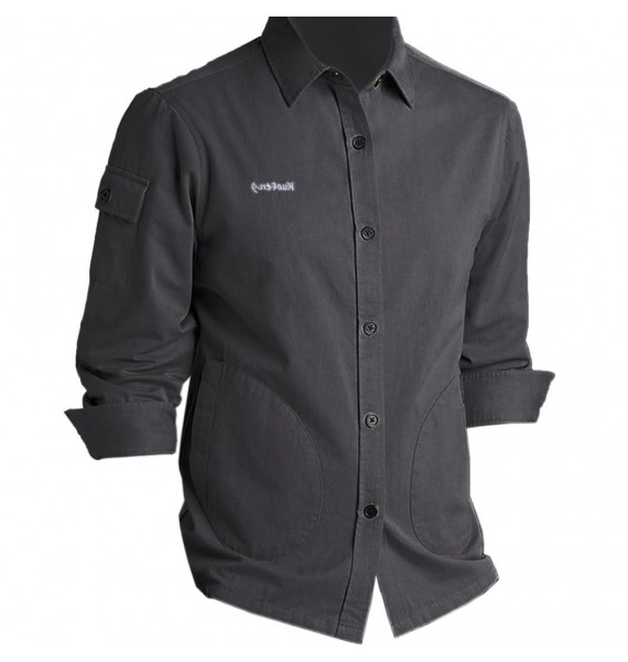 Men's Pocket Cotton Casual Long Sleeve Shirt