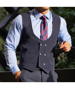 Retro Men's Pin Color Simple Casual Waistcoats