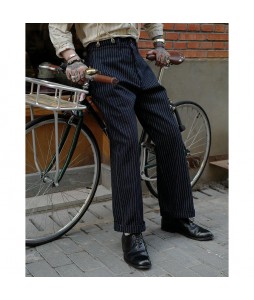 1930s pinstriped denim fishtail pinstripe trousers