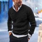 Men's Slim Fit V Neck Long Sleeve Casual Knit Sweater