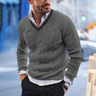 Men's Slim Fit V Neck Long Sleeve Casual Knit Sweater