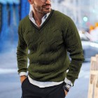 Men's Slim Fit V Neck Long Sleeve Casual Knit Sweater