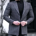 Check Textured Single-Breasted pel Coat