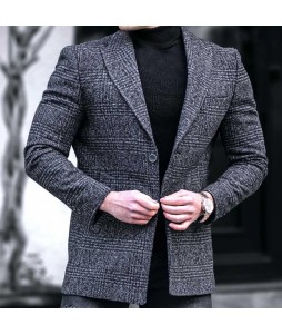 Check Textured Single-Breasted pel Coat