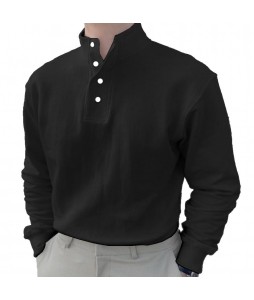 Men's  Stand Colr Long Sleeve Polo Shirt