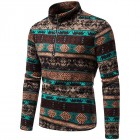 Men's Casual Stand Colr Zipper Ethnic Style Pullover Sweater