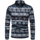 Men's Casual Stand Colr Zipper Ethnic Style Pullover Sweater