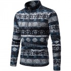 Men's Casual Stand Colr Zipper Ethnic Style Pullover Sweater