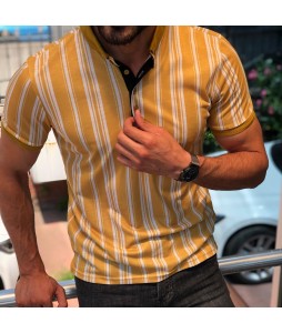 Bi yellow striped polo shirt