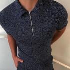 Textured fabric short-sleeved polo shirt