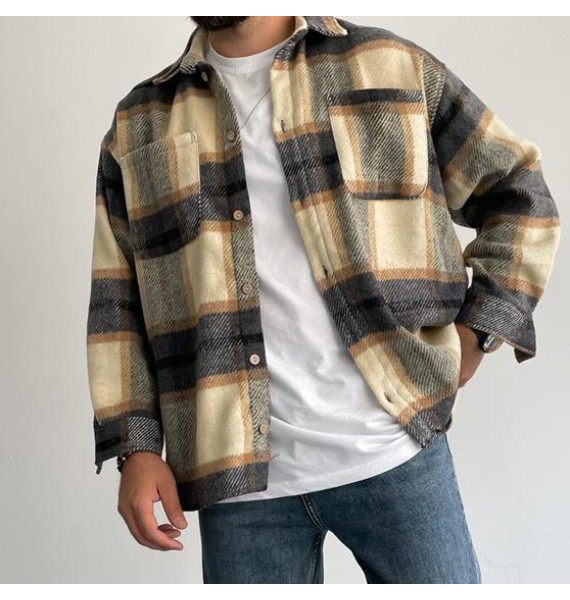 Checked Textured Long Sleeve Shirt/Jacket