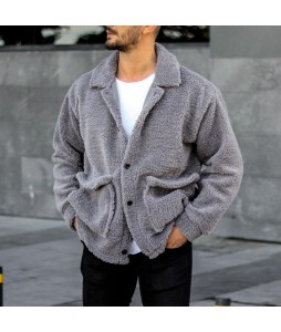 Men's Casual Solid mb Fleece Jacket