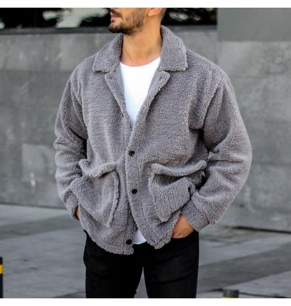 Men's Casual Solid mb Fleece Jacket