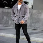 Men's Casual Solid mb Fleece Jacket