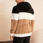 Mens Fleece Patchwork Casual Fluffy Hoodie