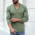 Men's V-Neck Basic Pullover Sweater Bottoming Shirt