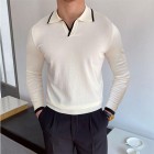 Gentleman's Simple Casual Knit Long-sleeved Polo Shirt