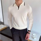 Gentleman's Simple Casual Knit Long-sleeved Polo Shirt