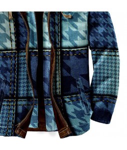 Men's Houndstooth Textured Winter Thick Hooded Jacket