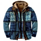 Men's Houndstooth Textured Winter Thick Hooded Jacket