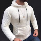 Men's White Plush Casual Sweatshirt