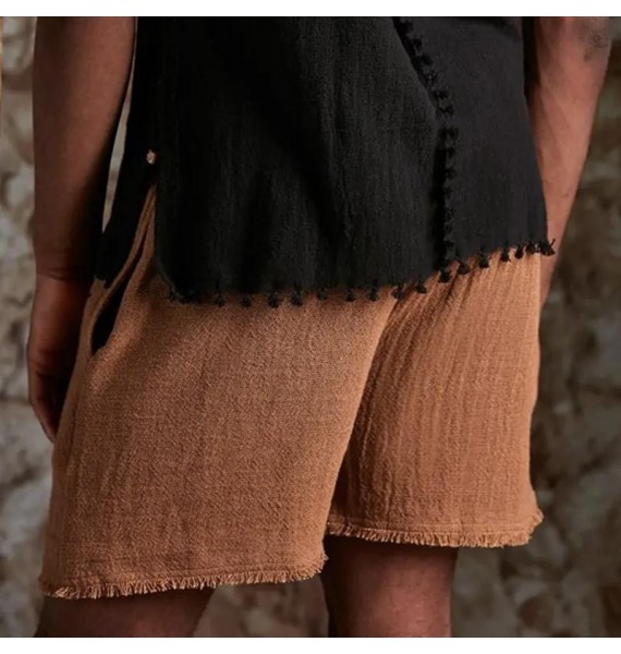 Men's Linen Estic Waist Loose Shorts