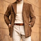 Men's Retro Urban Suit pel Faux Deerskin Jacket