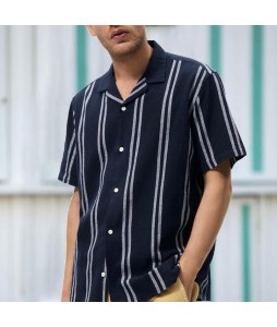 Men's Holiday Casual Striped Short Sleeve Shirt