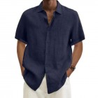 Men's Casual Short Sleeve Cotton Linen Shirt