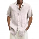 Men's Casual Short Sleeve Cotton Linen Shirt