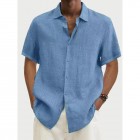 Men's Casual Short Sleeve Cotton Linen Shirt