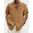 Men's Casual Short Sleeve Cotton Linen Shirt