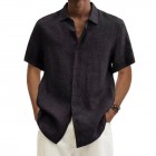 Men's Casual Short Sleeve Cotton Linen Shirt