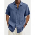 Men's Casual Short Sleeve Cotton Linen Shirt