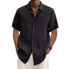 Men's Casual Short Sleeve Cotton Linen Shirt