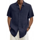 Men's Casual Short Sleeve Cotton Linen Shirt