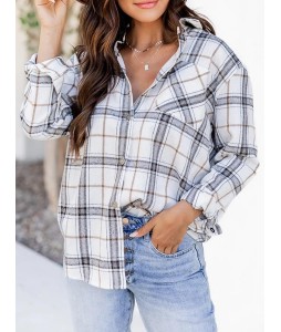 Casual Check Print pel Long Sleeve Shirt