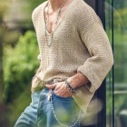 Men's Fashion Casual V-Neck Knit Sweater