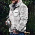 Men's Fnnel Plush Button Pocket Sweater