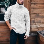 Men's Turtleneck Diamond Twist Thick Knit Sweater